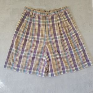 Vintage 1990s Plaid High Waisted Shorts Liz Sport Women's 14 Preppy